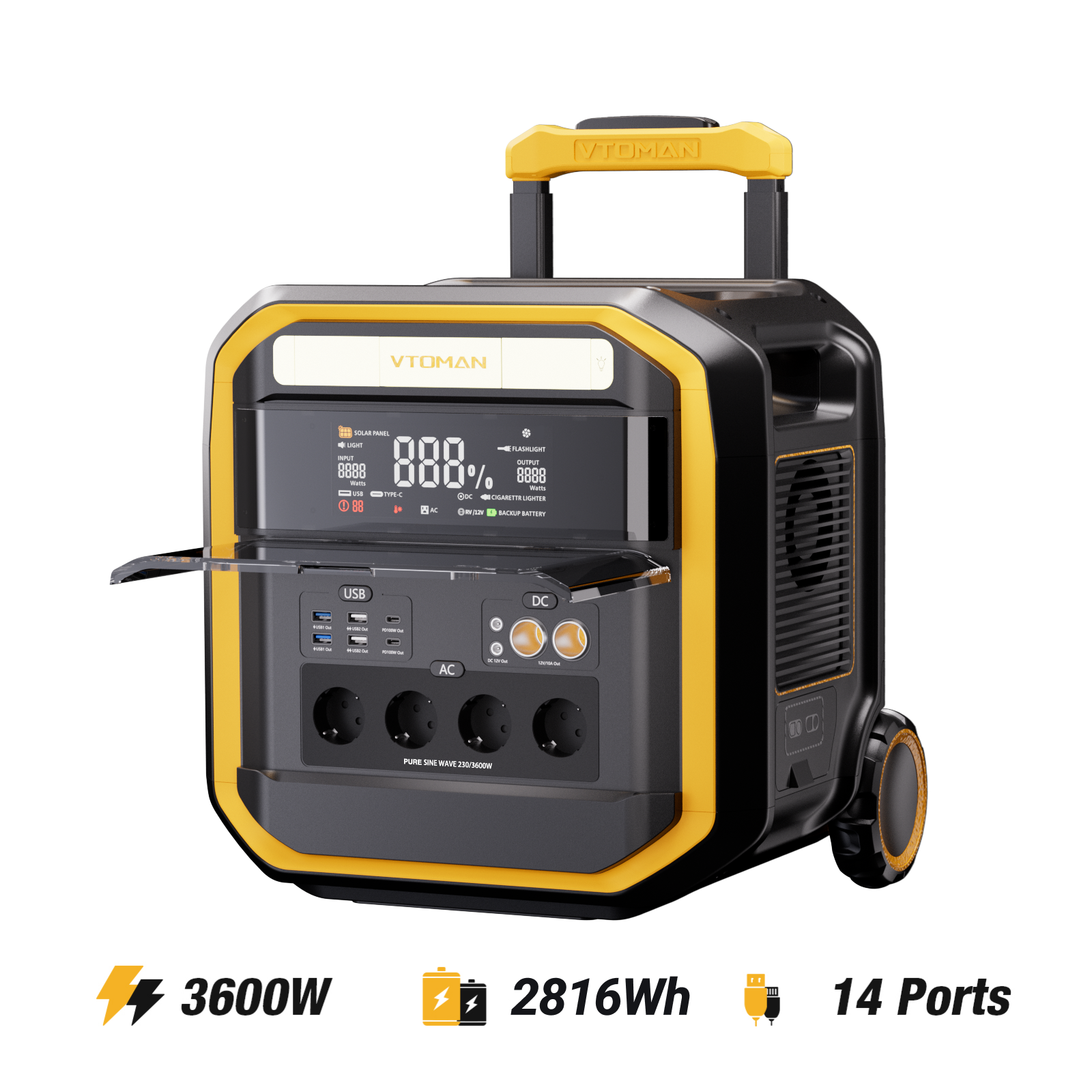 Station Électrique Portable VTOMAN FlashSpeed Pro 3600/3096Wh 200W Pro