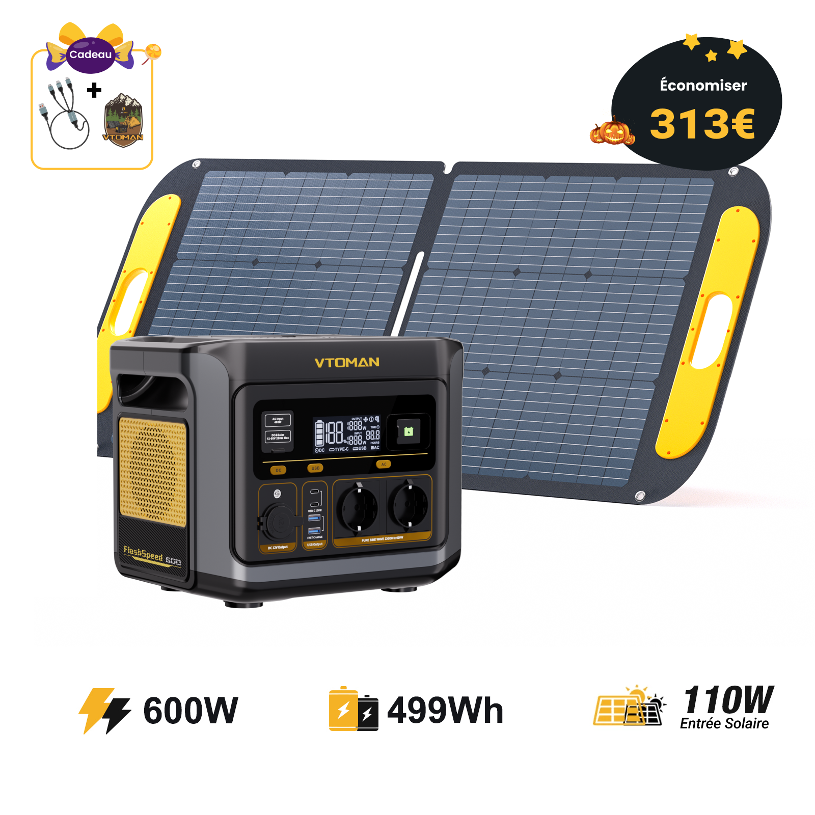 Station électrique portable VTOMAN FlashSpeed 600
