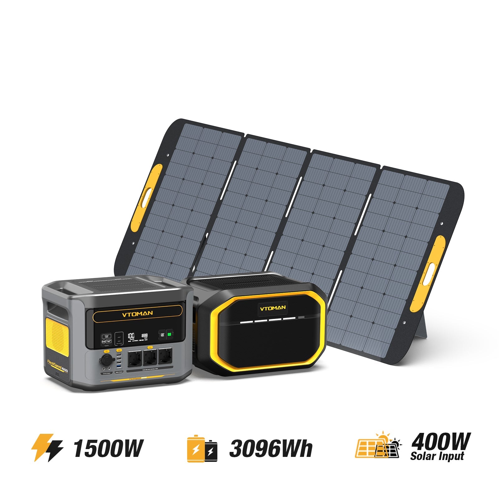 Pack FlashSpeed 1500/3096Wh batterie supplémentaire générateur solaire 400W