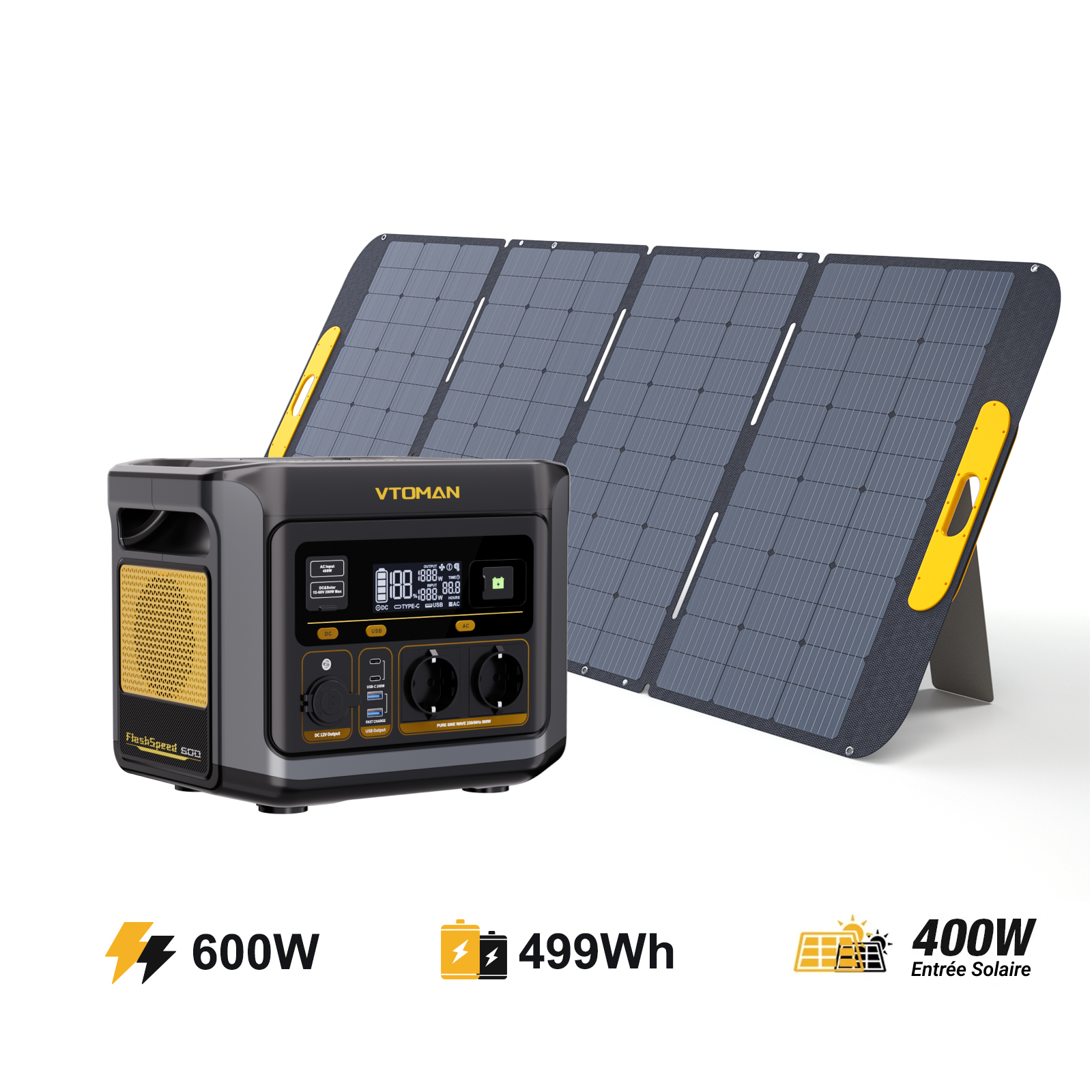 VTOMAN FlashSpeed 600 avec panneau solaire 400 W