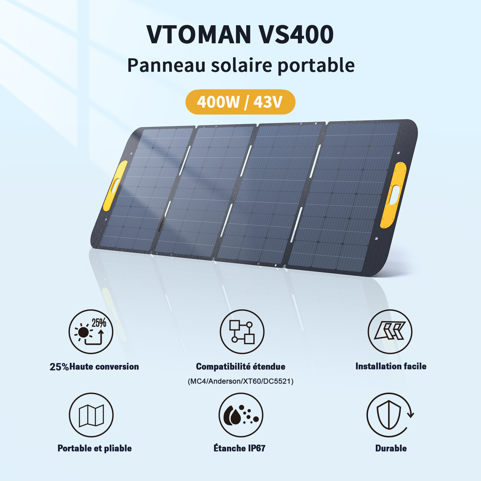 Panneau solaire portable pliable VTOMAN 400W