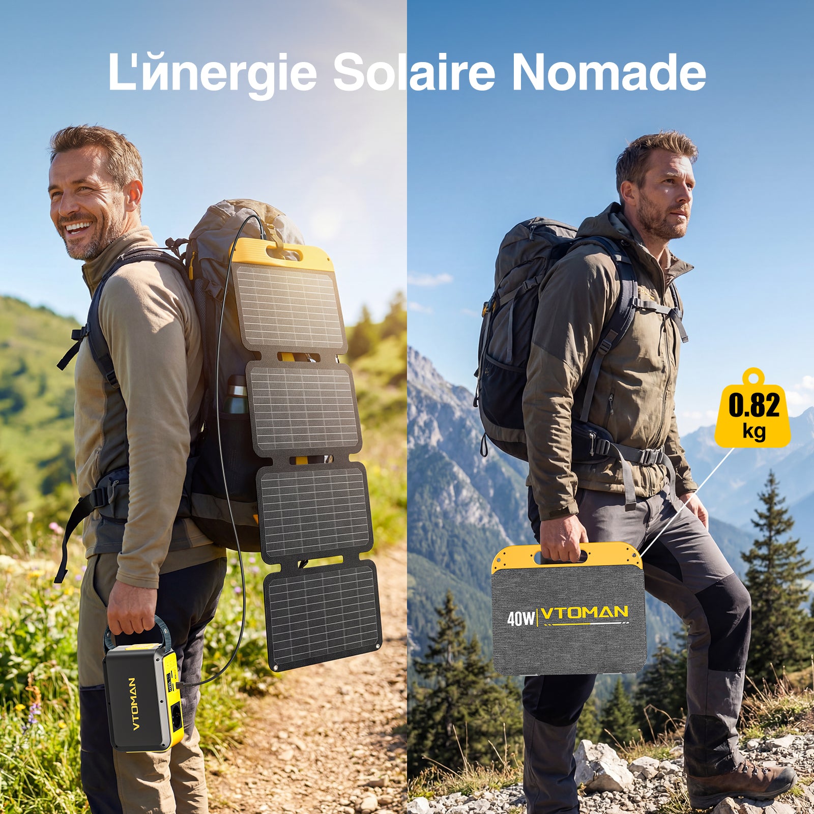 Panneau solaire portable pliable VTOMAN 40W