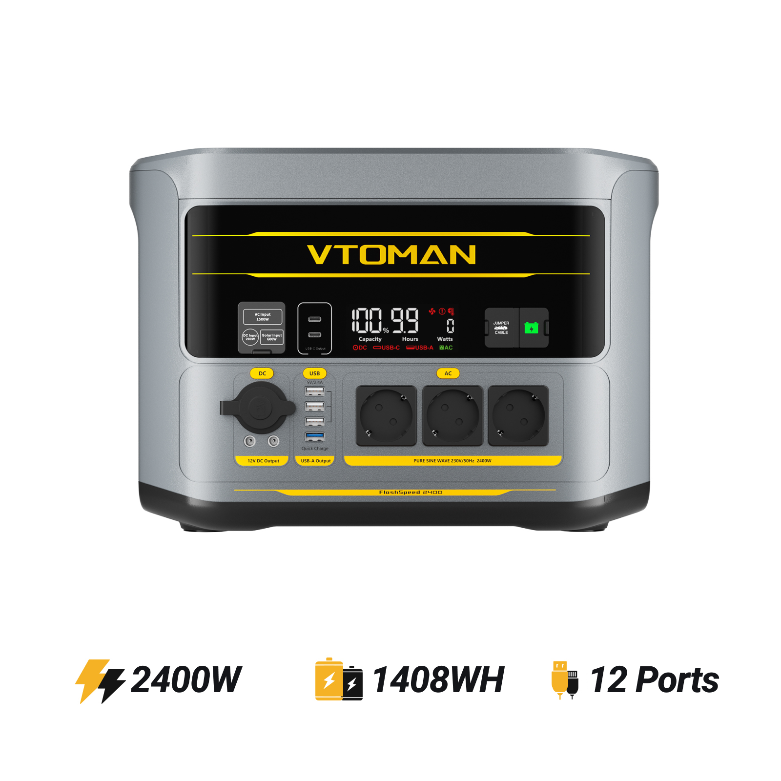 Station Électrique Portable VTOMAN FlashSpeed 2400/1408Wh 400W