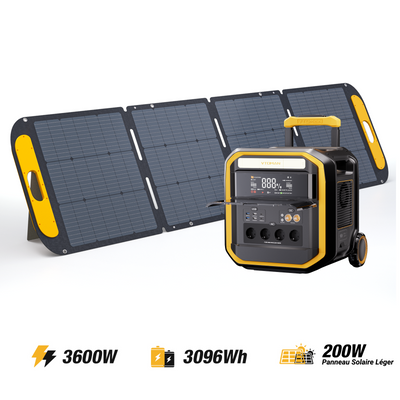 VTOMAN FlashSpeed Pro 3600 Station Électrique Portable avec Panneau Solaire Léger 200 W Pro