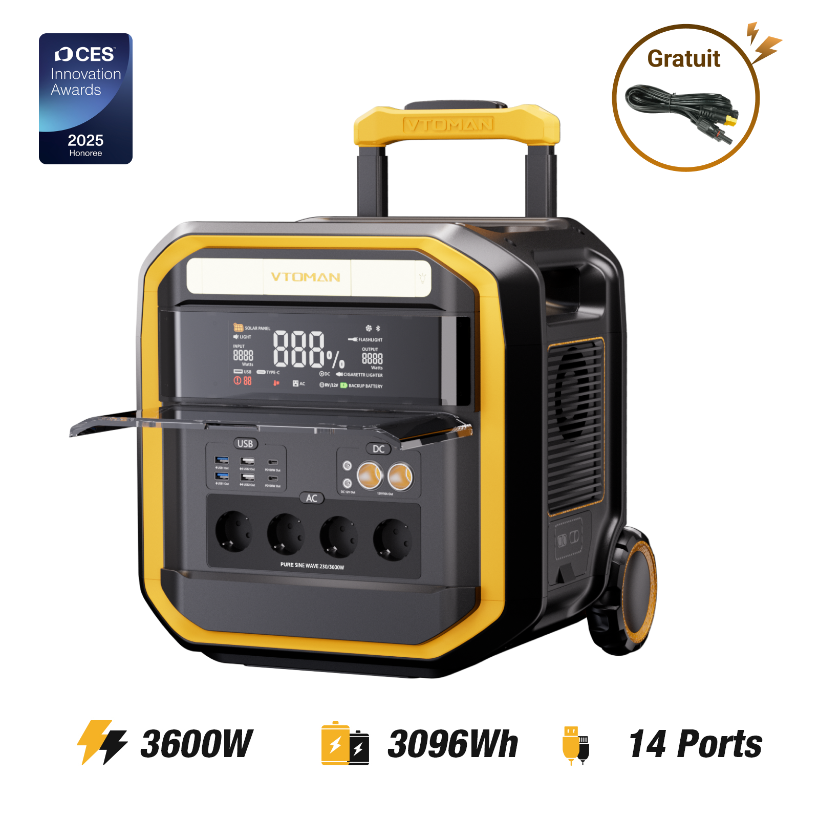 Station Électrique Portable VTOMAN FlashSpeed Pro 3600