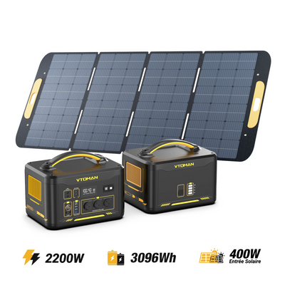 VTOMAN Jump 2200+Batterie Supplémenaire+Panneau Solaire 400W