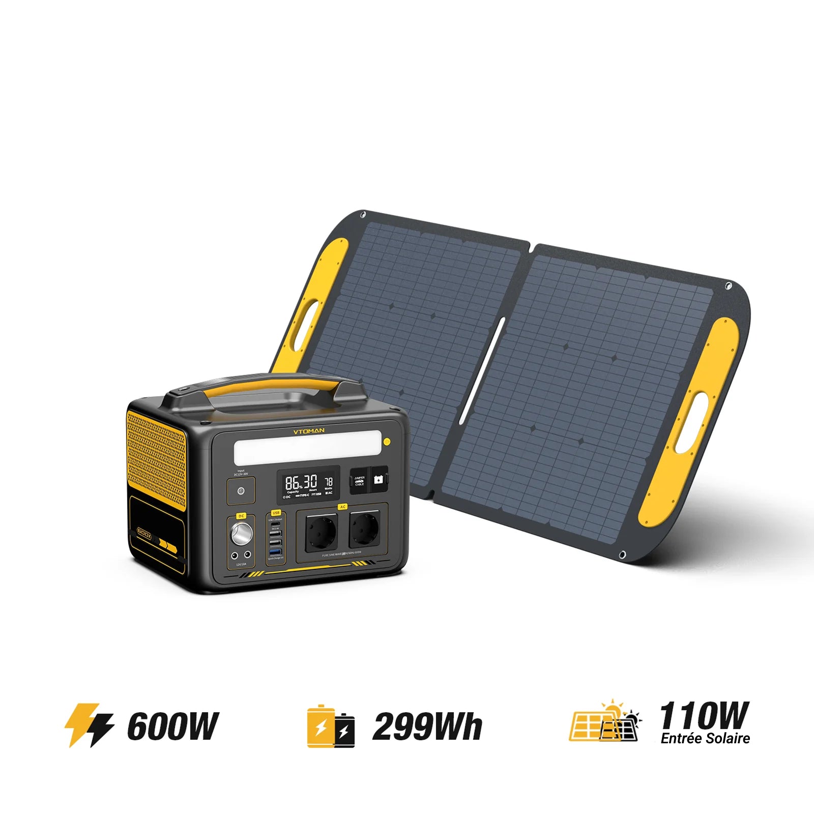 Générateur solaire VTOMAN Jump 600W/299Wh 110W