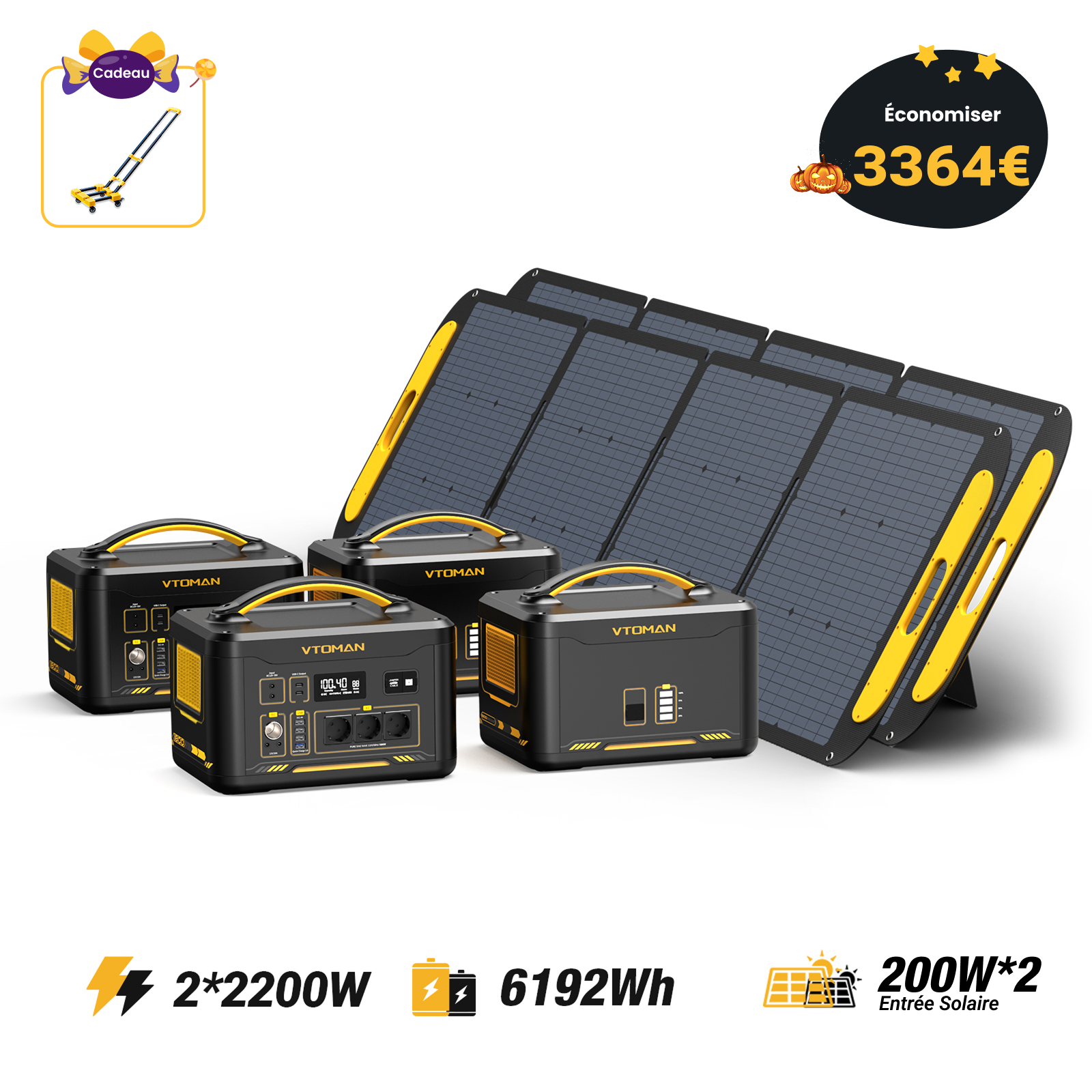 Générateur solaire VTOMAN Jump 2200/6192Wh 200W*2