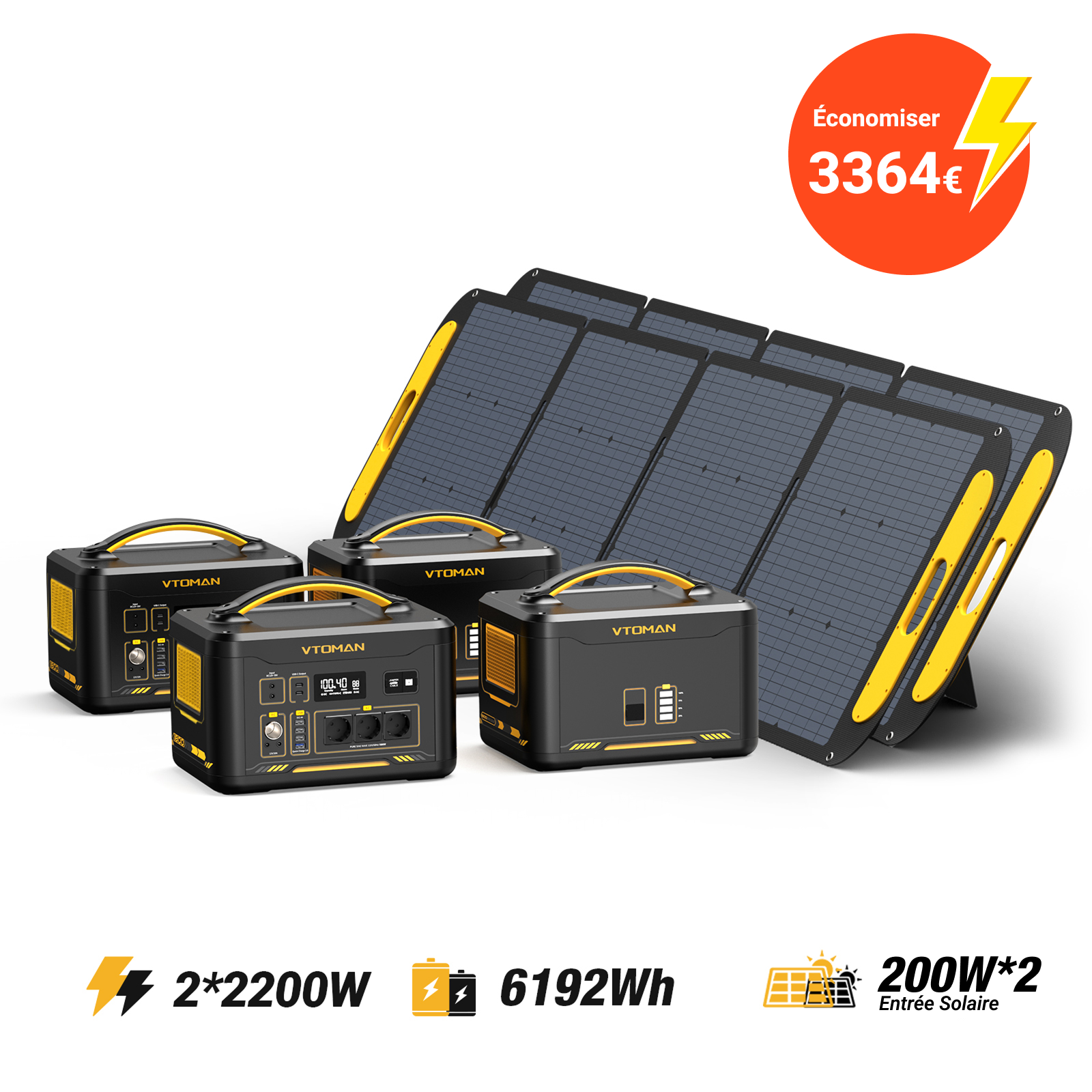 VTOMAN Jump 2200/6192Wh 200W*2 Solar Generator