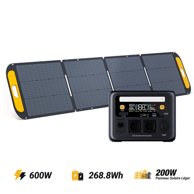 VTOMAN Jump 600X 268,8Wh Station Électrique Portable avec Panneau Solaire Léger 200W