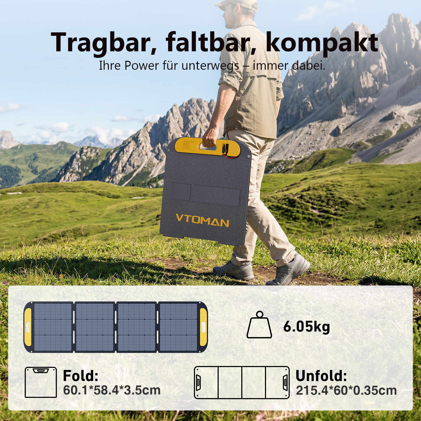 Panneau solaire pliable et léger VTOMAN 200 W Pro