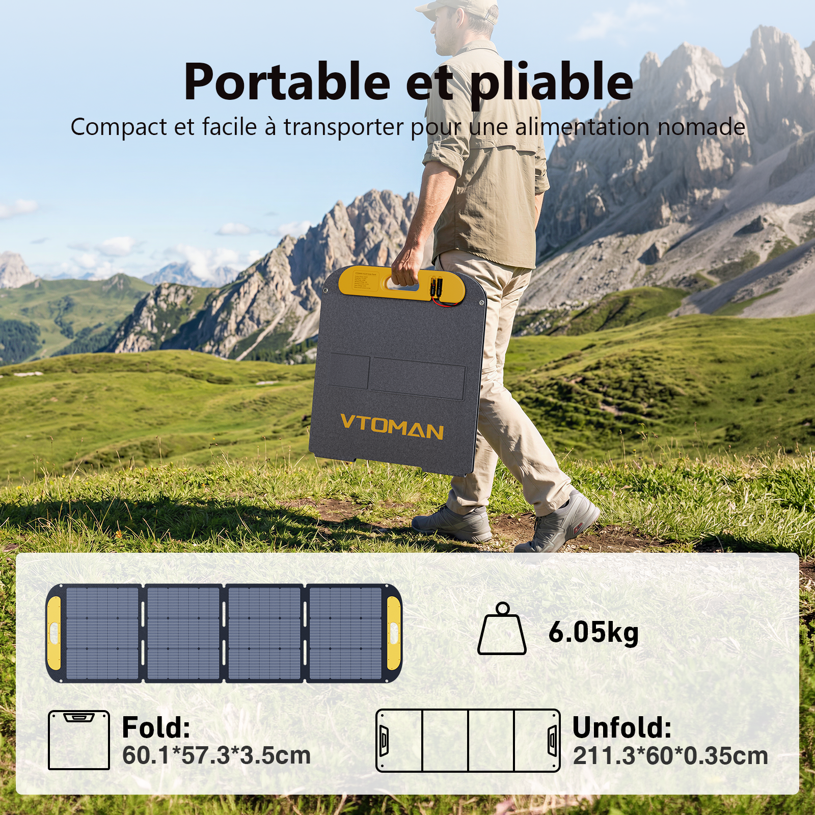 Panneau solaire pliable et léger VTOMAN 200 W
