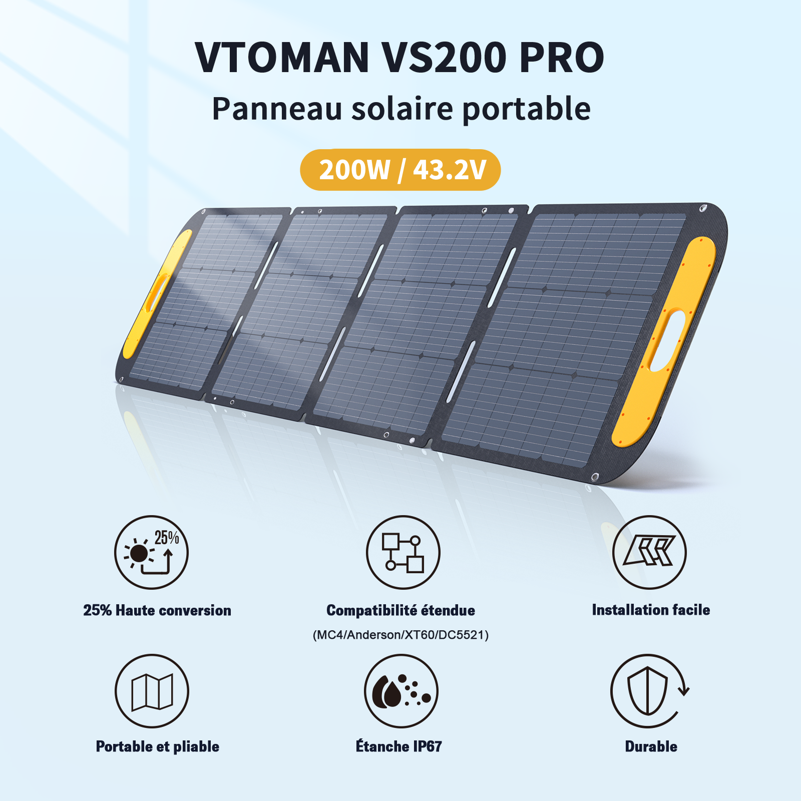 VTOMAN 200W Pro Foldable Portable Solar Panel