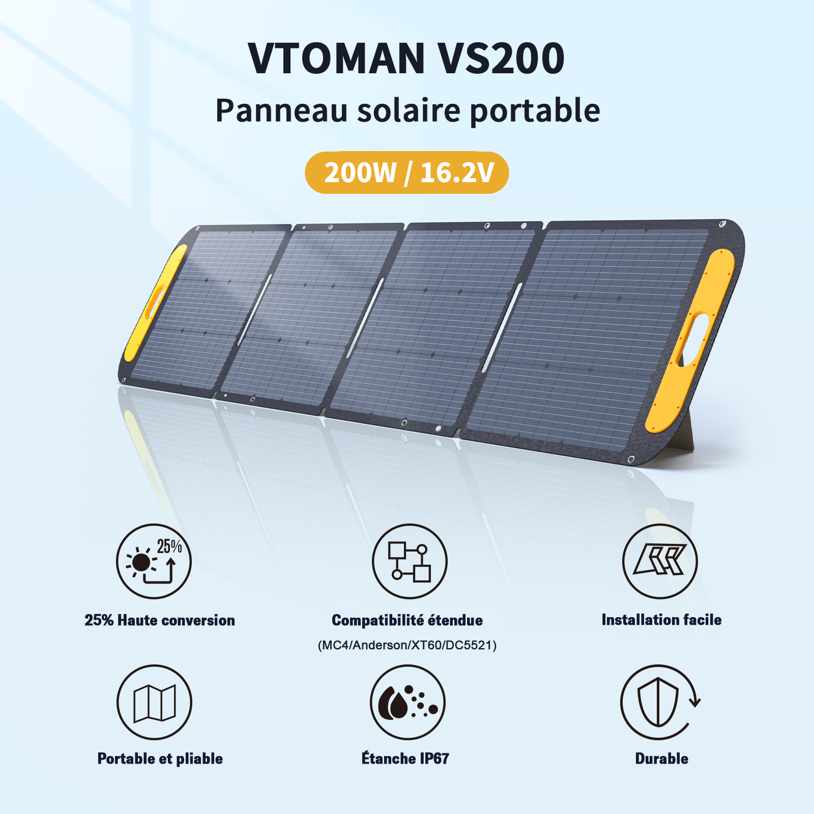 Panneau solaire portable pliable VTOMAN 200W