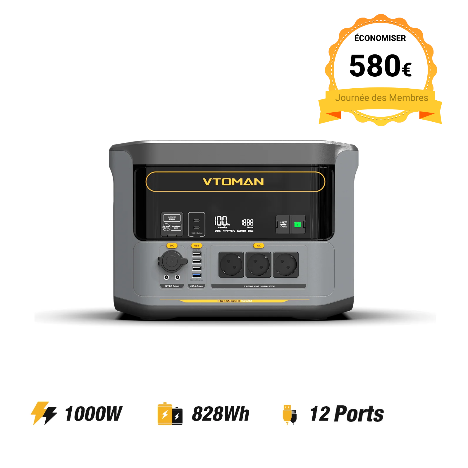 Station électrique portable VTOMAN FlashSpeed 1000